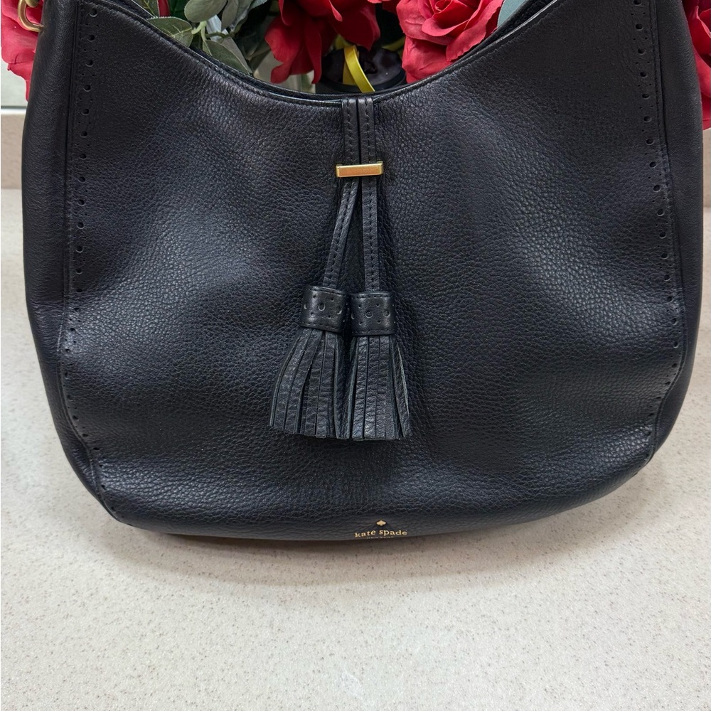 Kate Spade Black Hobo Bag with Tassels